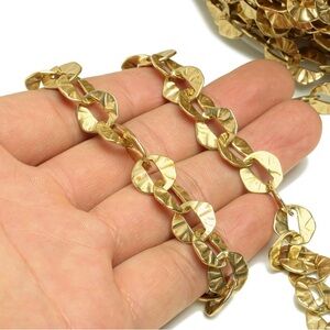 Marlyn Schiff Hammered Gold Chain Necklace NWOT